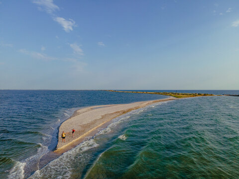 Travel. On the edge of the island. Kinburn Spit. Aerial view.