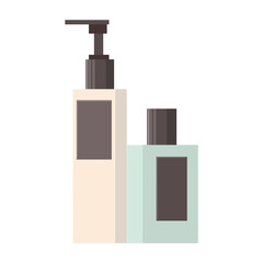Vector image of cosmetic bottles.  Different bottles for design.  Flat style.