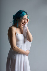 photo of young woman expressing pain and fear