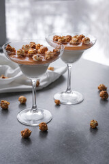 caramel dessert panna cotta close-up