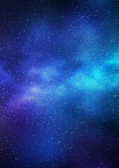 Night starry sky and bright blue green galaxy, vertical background