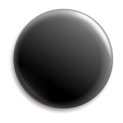 Round pin button template. Black glossy realistic badge