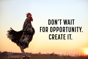 Don't Wait For Opportunity Create It. Inspirational quote motivating to take first step, to be...