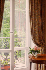 bouquet in vintage interior on background window