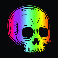 hand drawn colorful skull premium vector