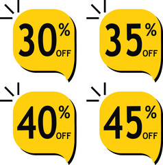 Promotion from 30% to 45%, yellow and black, thirty percent to forty-five percent