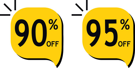 90% and 95% promotion, yellow and black, ninety percent and ninety-five percent