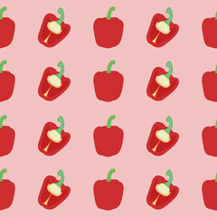 Bell Pepper Seamless Pattern Trendy Flat Style Suitable for Wallpaper, Background, Fabric, Gift Wrapping, Texture, Textile