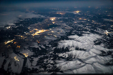 Tatry, Zakopane z lotu ptaka nocą / Aerial Night view of Tatra Mountains / Tatry z powietrza / Wypoczynek pod Tatrami / Hotele Zakopane / Bukowina