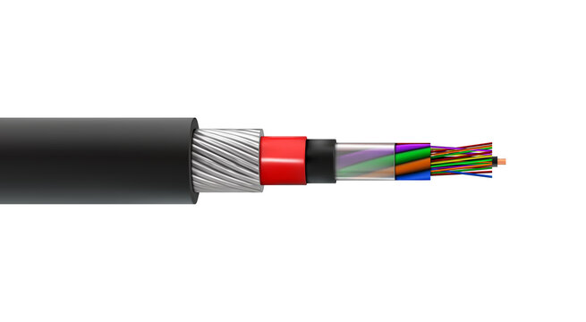 Fiber optic cable structure on a white background. Vector illustration