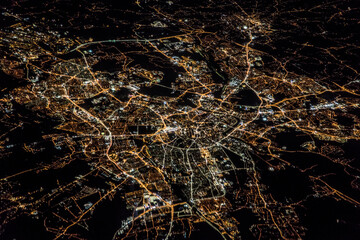 Kraków z lotu ptaka nocą / Aerial view of Kraków at night / Małopolskie 
 - obrazy, fototapety, plakaty