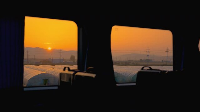 Viewing Sunrise on the train, Gyeongju, South Korea