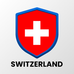 The national flag of Swiss Confederation in the form of a shield on a light background
