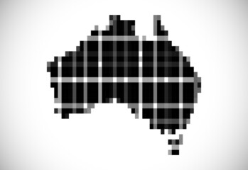 Pixel map of Australia. The dotted map is on white background. Vector illustration