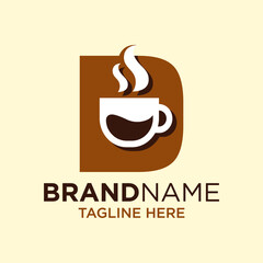 Letter D Coffee Cup, Tea, Chocolate, Logo Design Template Inspiration, Vector Illustration.