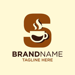 Letter S Coffee Cup, Tea, Chocolate, Logo Design Template Inspiration, Vector Illustration.