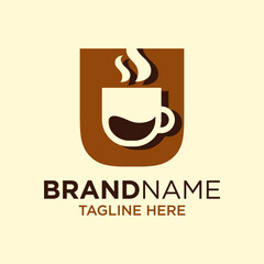 Letter U Coffee Cup, Tea, Chocolate, Logo Design Template Inspiration, Vector Illustration.