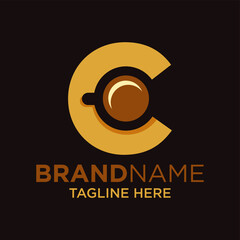 Obraz premium Letter C Coffee Cup, Tea, Chocolate, Logo Design Template Inspiration, Vector Illustration.