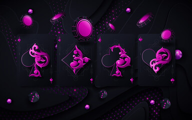 4 Aces Cards Gambling Concept Isolated On The Black Background