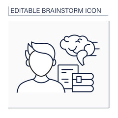 Education line icon. Improving skills and knowledge for better brain activity. Overthinking and inspiration.Brainstorm concept. Isolated vector illustration. Editable stroke