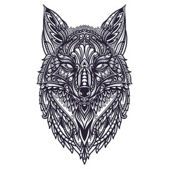 Obraz premium Hand drawn doodle zentangle fox illustration