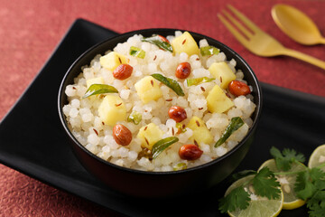 Sabudana Khichdi Sabudana khichri tapioca pearls cassava root sago Khichdi Mahashivratri Shivratri, Navratri Ram Navami festival fasting food sabudana usal. vegetarian Indian festival food snack