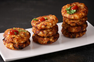 Sabudana vada wada pakora pakode fried snack fritters chutney tapioca pearls sago patties north Indian street food Mahashivratri Shivratri Navratri Ram Navami fasting food vegetarian Indian festival 