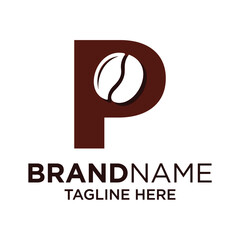 Fototapeta premium Letter P Coffee Logo Design Template Inspiration, Vector Illustration.