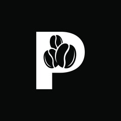 Letter P Coffee Logo Design Template Inspiration, Vector Illustration.