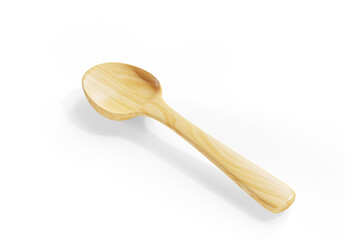 3d rendering. top view of metal spoon with clipping path isolated on white background.