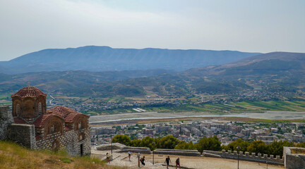 Naklejka premium Berat - a city with unusual architecture in Albania