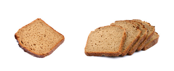 Sliced rye bread isolated on white background