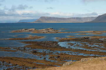 Fototapeta na wymiar view on the rocky Icelandic coast