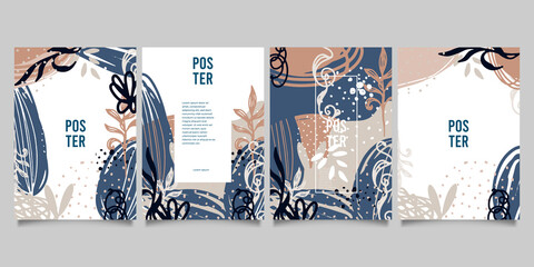 Set of abstract creative universal artistic templates.