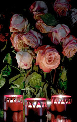 funeral roses candles