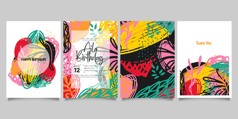 Set of abstract creative universal artistic templates. Good for poster, card, invitation, flyer, cover, banner, placard, brochure and other graphic design.