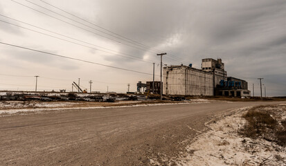 Fototapeta na wymiar Grain elevator at the port of Churchill Manitoba on Hudson Bay.