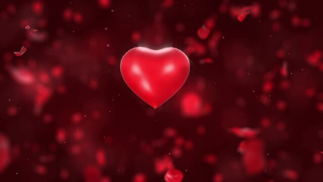 Valentine's day Red Animation Heart Greeting love hearts. Festive of bokeh, sparkles, hearts for Valentine's day, Valentines day, Wedding anniversary Seamless loop Background