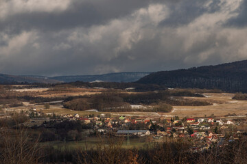 Fototapeta na wymiar View from Strizovicky hill for Krusne mountain near Usti nad Labem city