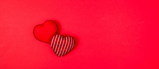 Valentines Day Flat Lay Composition Holiday Valentines Day Holiday Card Poster Valentines Day Red Background Banner.