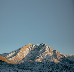 Ariel view of snowy mountains