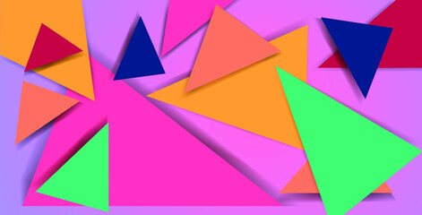 Abstract background with bright triangles in trendy colors