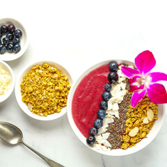 Açaí bowl on a white background