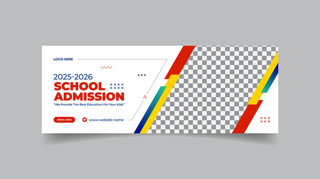 Kids school admission Facebook cover page, Back to school & web banner template