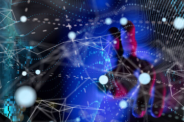 Global network. Blockchain. 3D illustration. Neural networks and artificial intelligence. Abstract