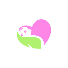 pink and blue baby lovers logo with heart concept