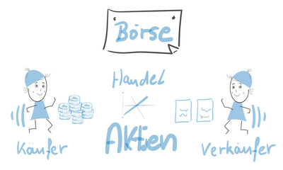 börse handel aktie aktien abbildung flipchart handel käufer verkäufer