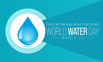 World Water day is observed every year on March 22, highlights the importance of freshwater. The day is used to advocate for the sustainable management of freshwater resources. Vector illustration.