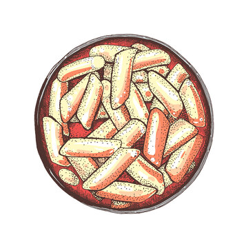 Tteokbokki Korean food. Asian cuisine. Colorful vector illustration. Cartoon style.