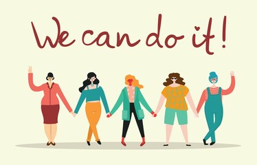 Fototapeta premium We can do it. Feminine concept and woman empowerment design for banners